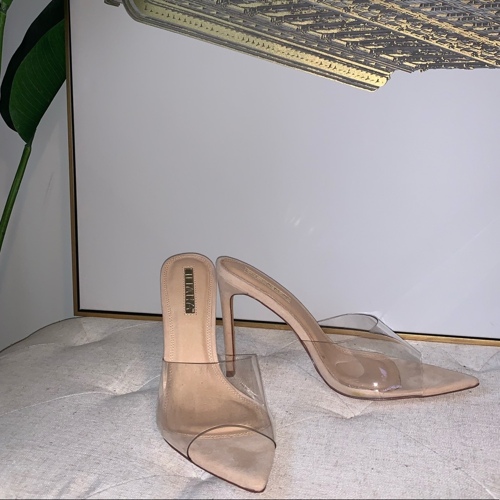 LiLiana Nude Perspex Pointy Toed Heels - Size 11